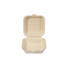 6 Inch Take Away 6x6 Bagasse Clamshell Food Containers Lunch Burger Box